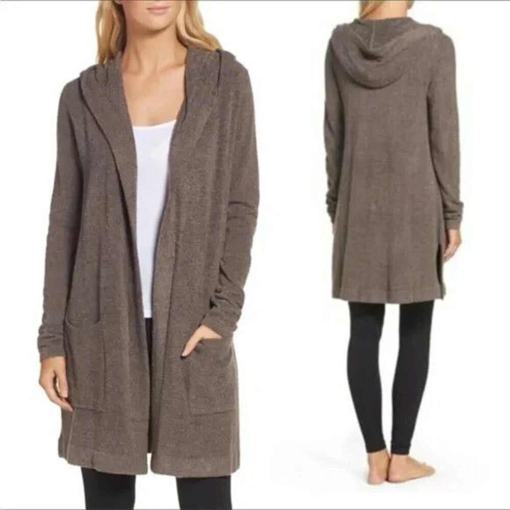 Barefoot Dreams Cozy Chic Lite Open Cardigan Womens Size XS/S Hoodie Taupe 480